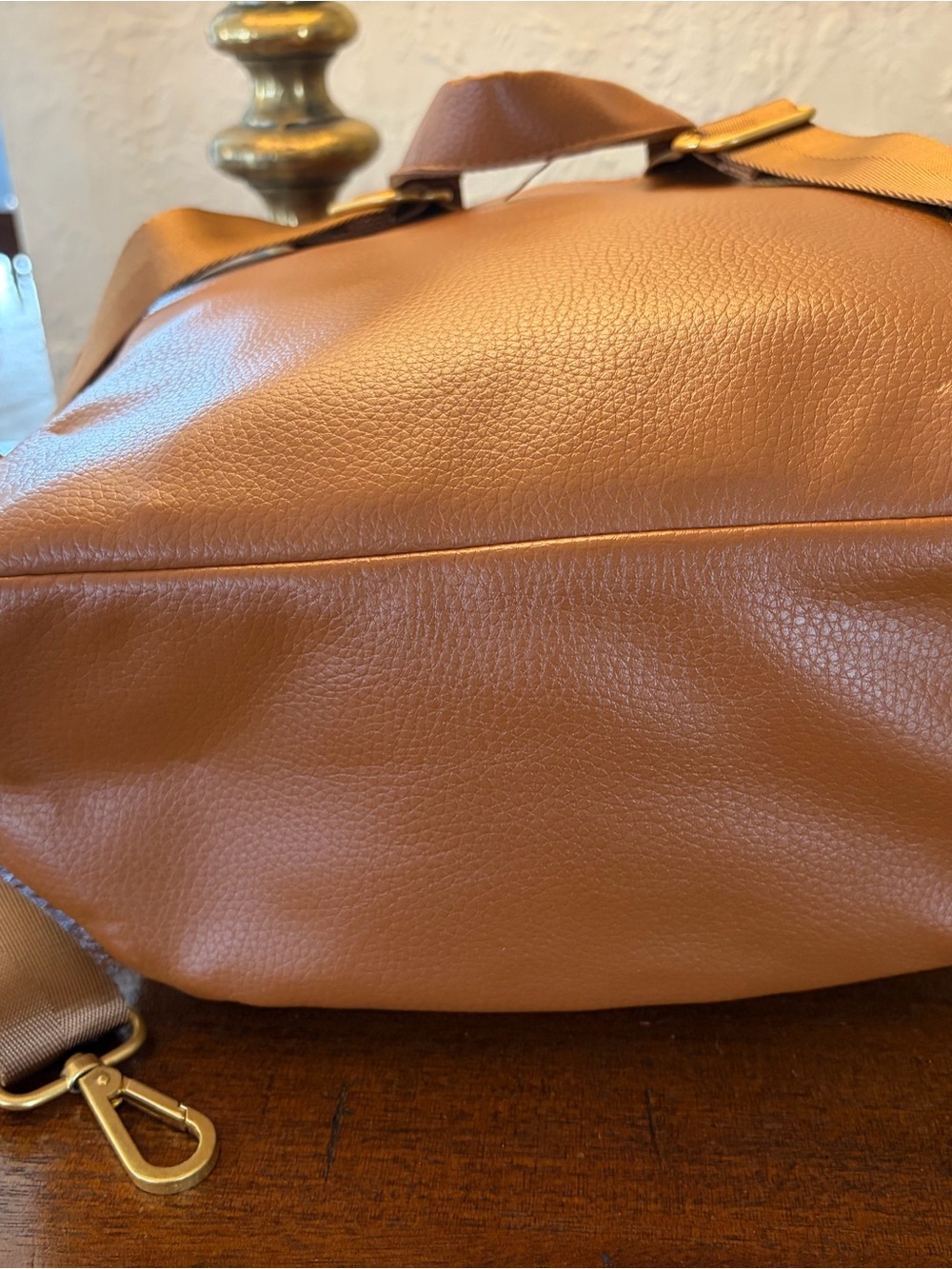 Fawn Design Convertible Leather Backpack Diaper Bag in Tan - Picture 6 of 12